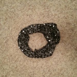 Grey, black, and silver cheetah print scarf